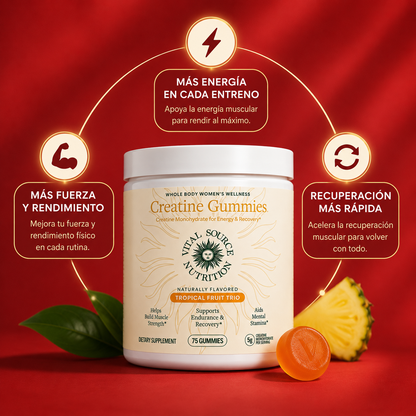 Frasco de gummies de creatina sin polvos ni grumos - 5 gomitas al dia